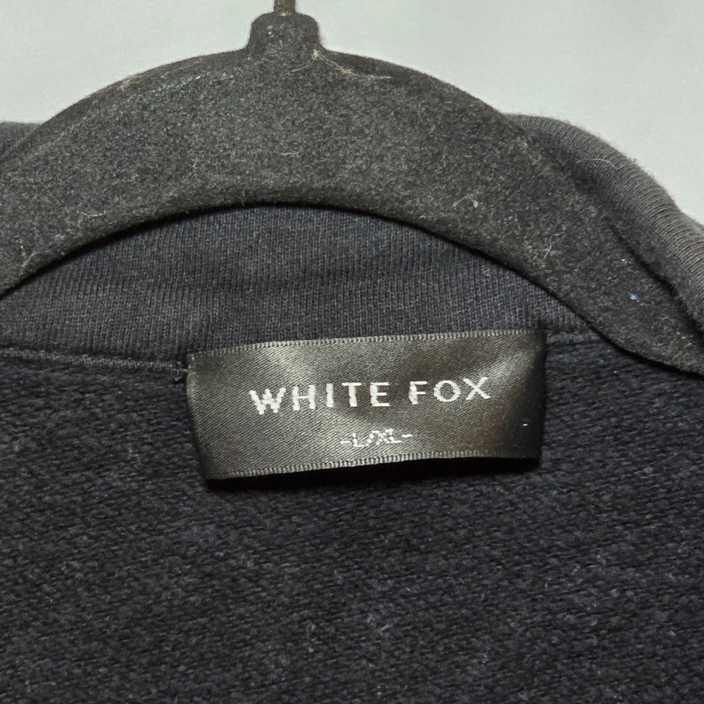 White Fox Boutique Black 1/4 Zip Popover Pullover Sweatershirt, sz L/XL - Picture 3 of 6